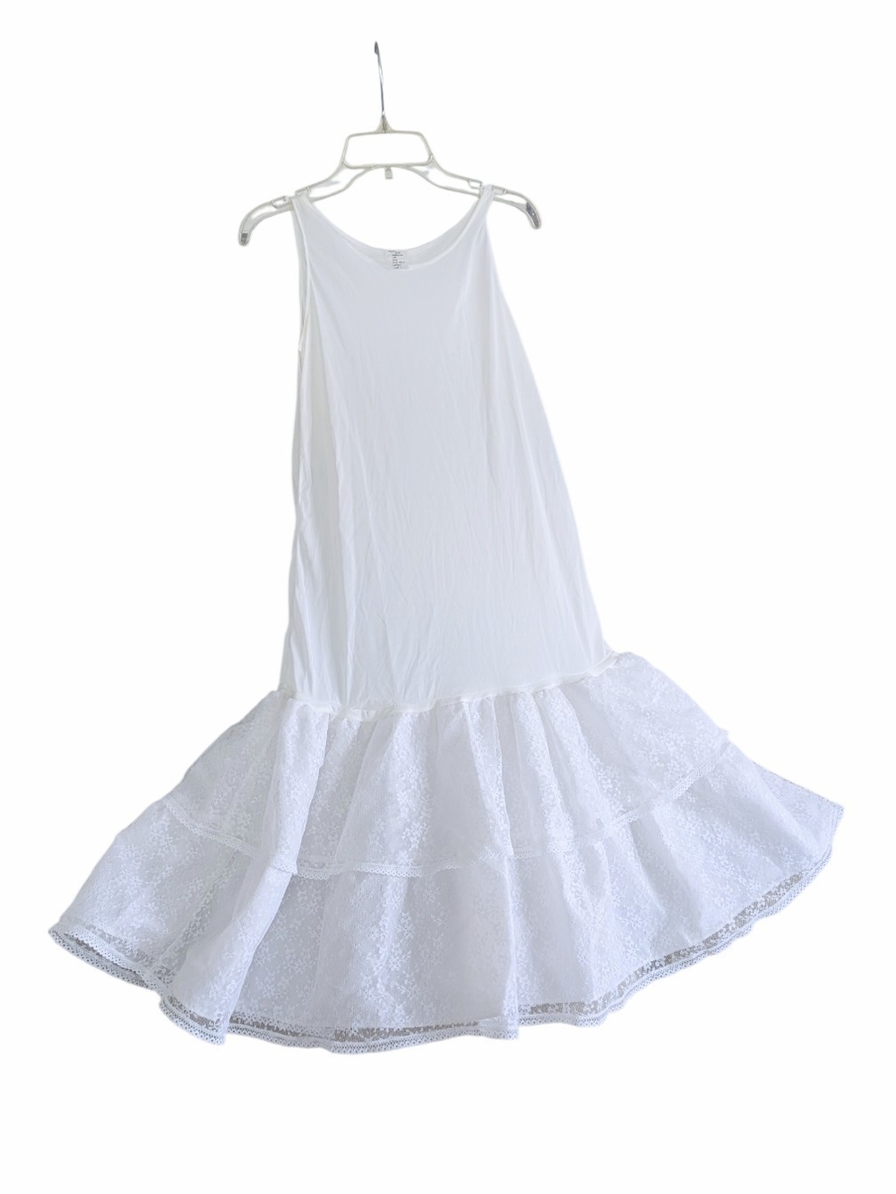 Vintage White Tiered Lace Trim Extender Slip Dress, Size 7
